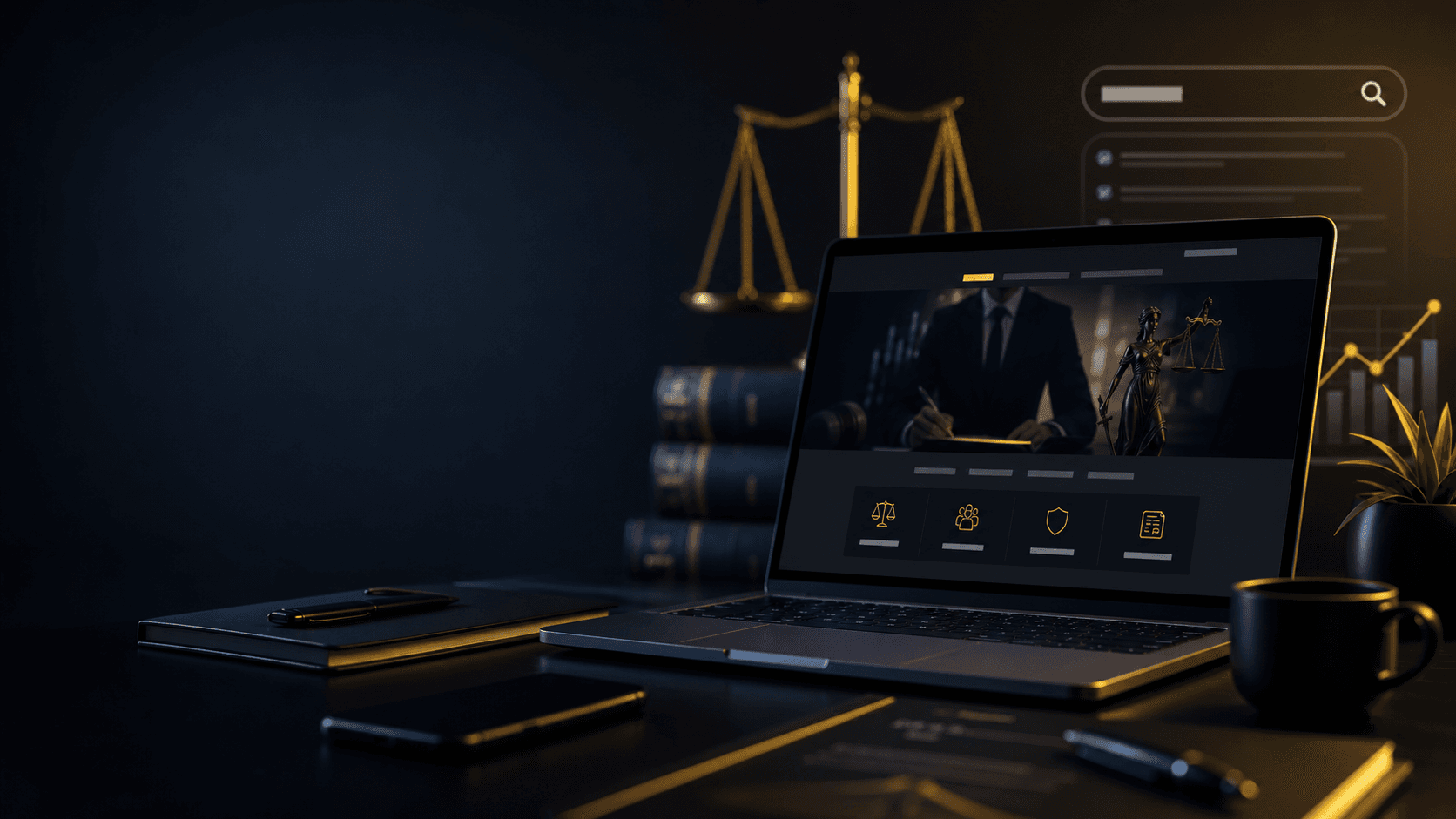 Notebook exibindo site profissional para advogado em Manaus