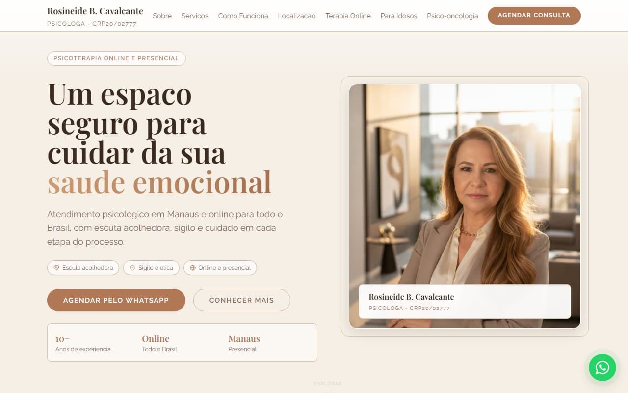 Projeto de site desenvolvido para Rosineide B. Cavalcante