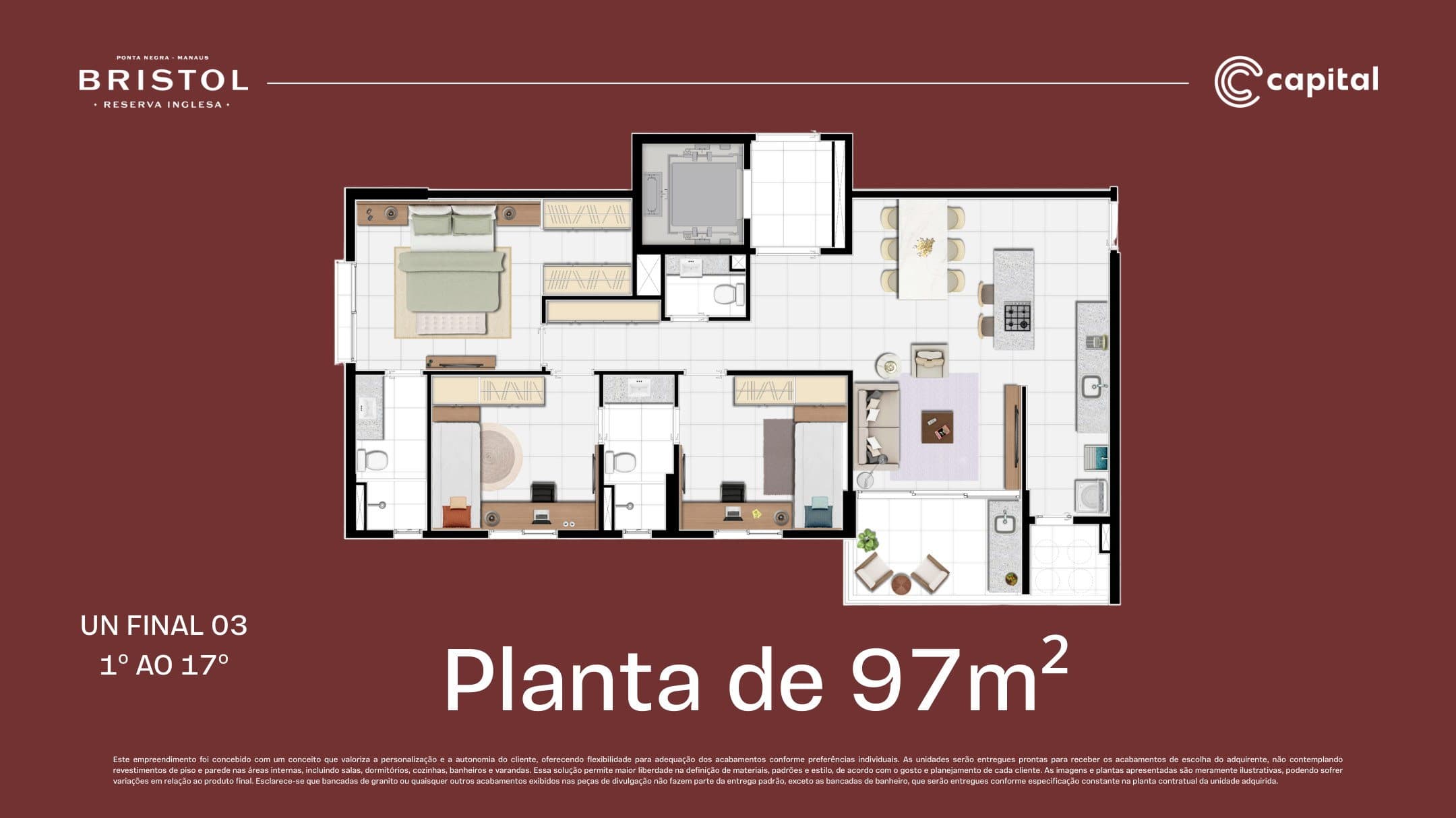 Tipo 1º ao 17º 97m² - UN final 03