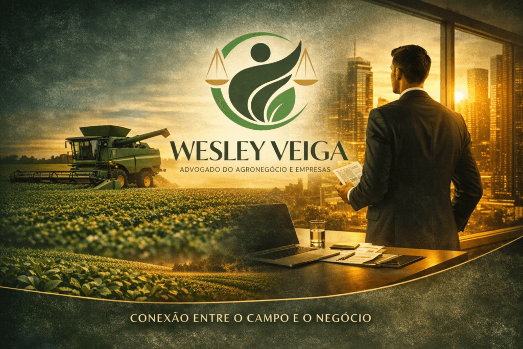 Composição institucional de Wesley Veiga conectando agronegócio e ambiente empresarial